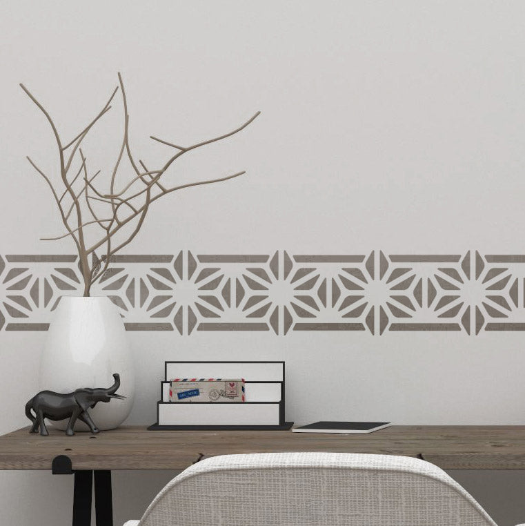 CraftStar Japanese Asanoha Pattern Border Stencil on wall