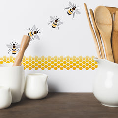 CraftStar Bee and Honeycomb Stencil Set on Wall