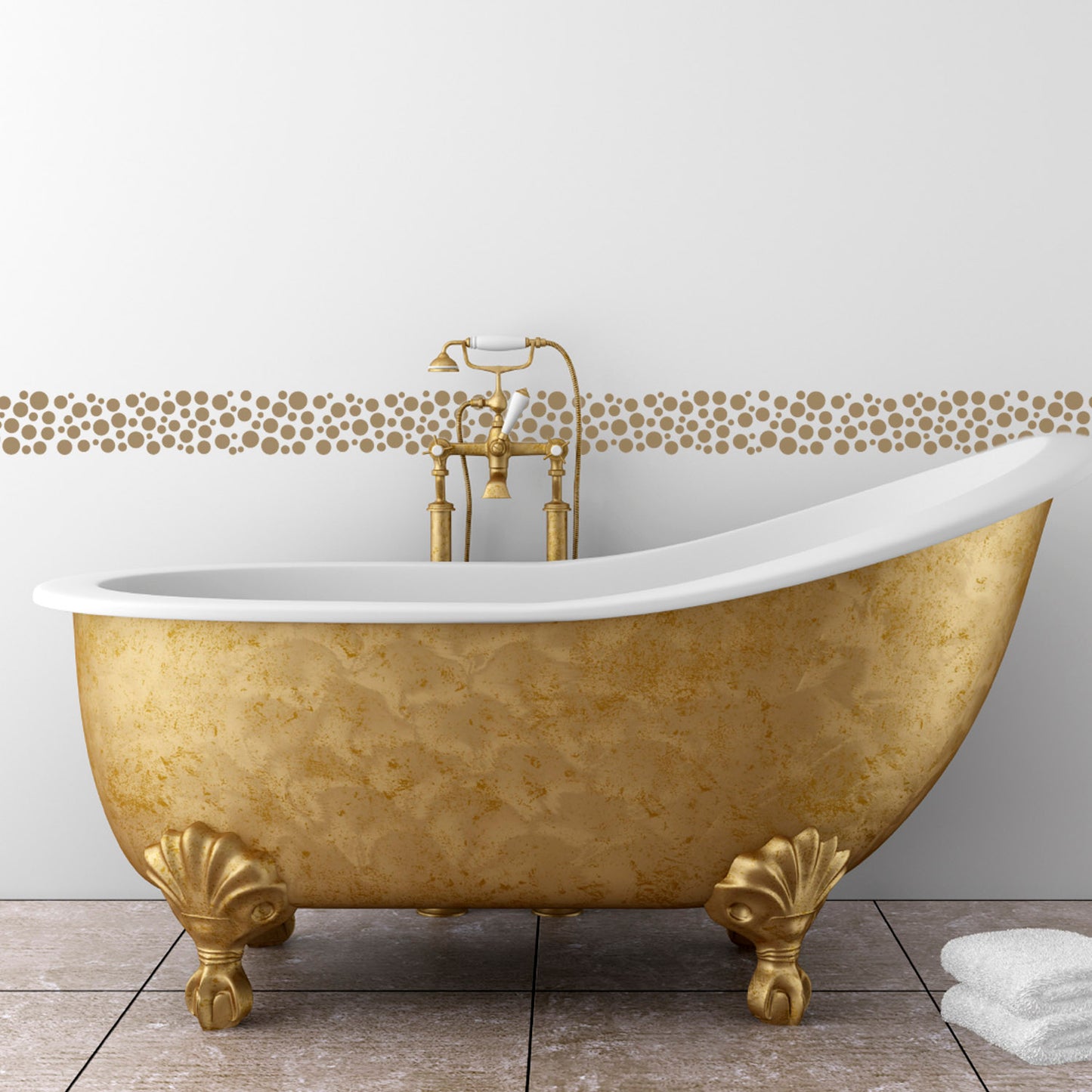 CraftStar Bubbles Border Stencil on Bathroom Wall