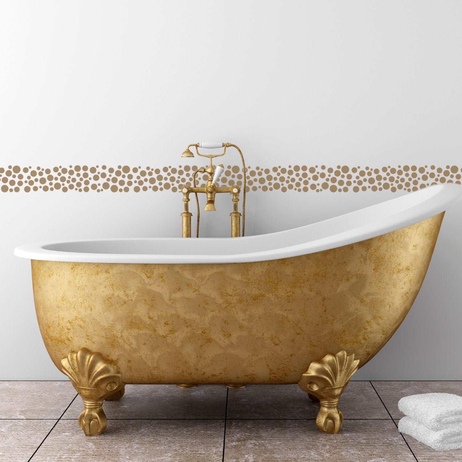 CraftStar Bubbles Border Stencil on Bathroom Wall