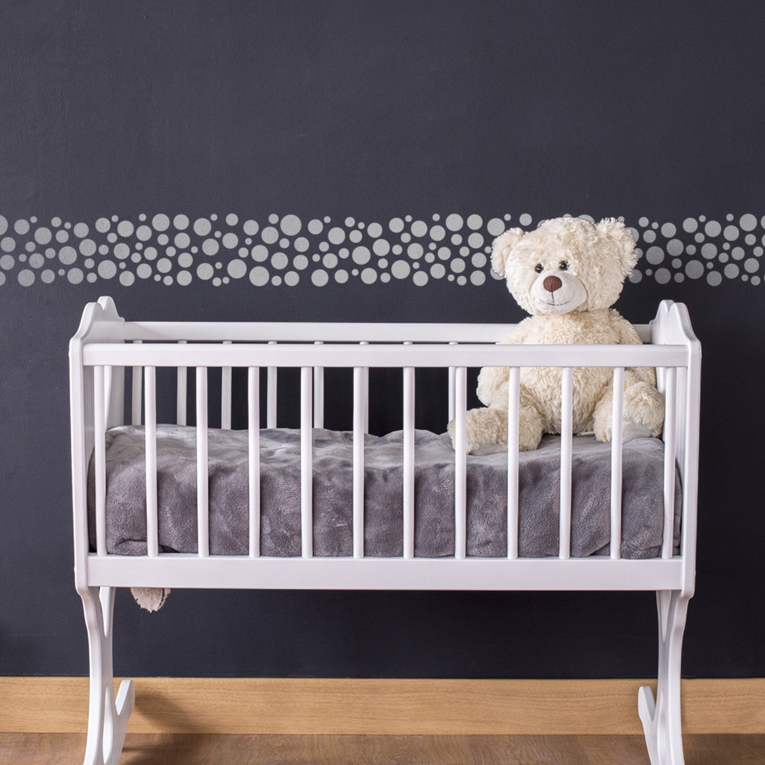 CraftStar Bubbles Border Stencil on Nursery Wall