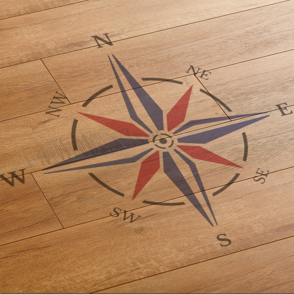 CraftStar Compass Rose Stencil on Floor