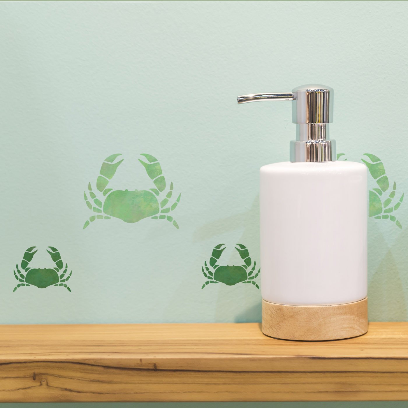 Craftstar Crab Stencils on bathroom wall