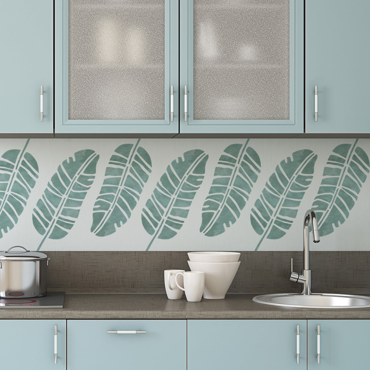 CraftStar Large Banana Leaf Stencil in kitchen