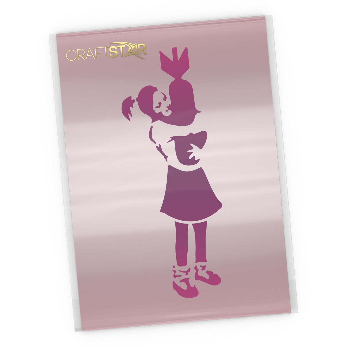 Banksy Bomb Hugger Girl Stencil - Craft Template