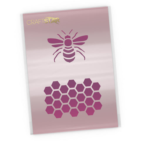 Bee and Honeycomb Stencil - Craft Bee & Honeycomb Pattern Template