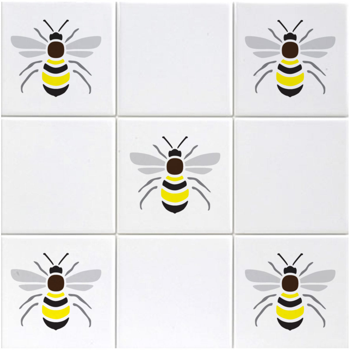 CraftStar Bees Stencil on tiles