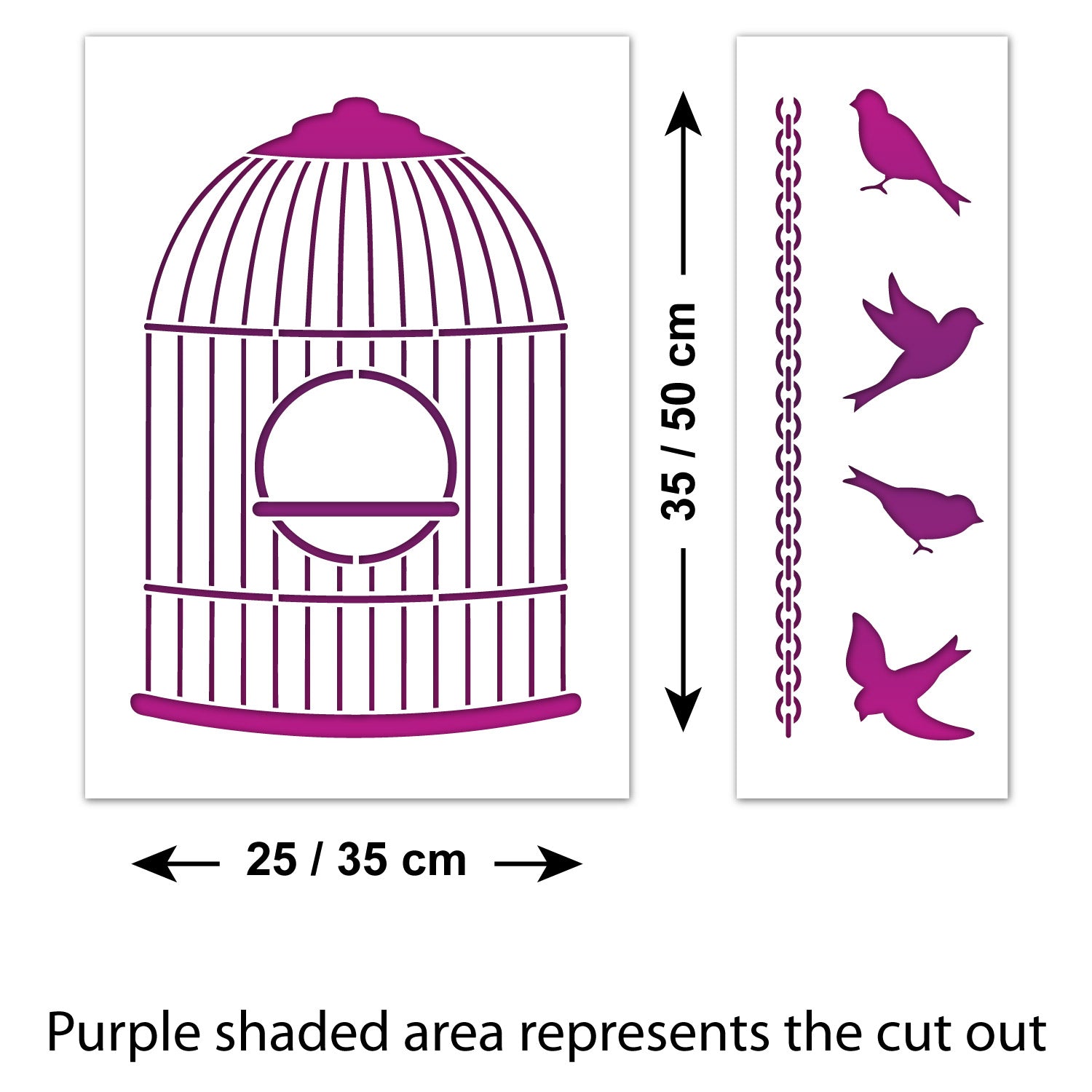 CraftStar Bird Cage Stencil - Size Guide