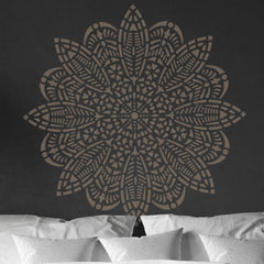 CraftStar Bloom Mandala Wall Stencil Over Bed