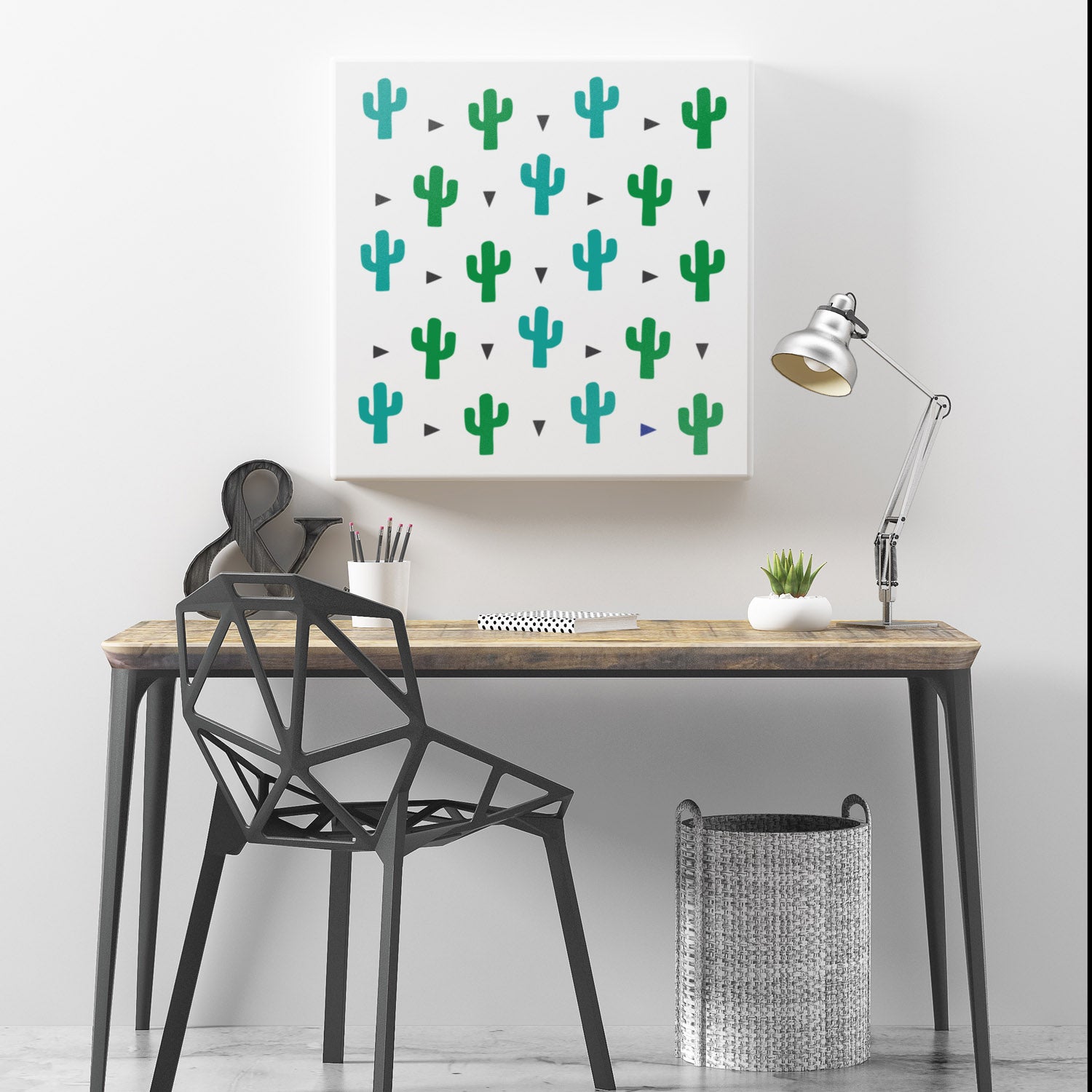 Cactus Pattern Wall Stencil - Allover Stencil Template