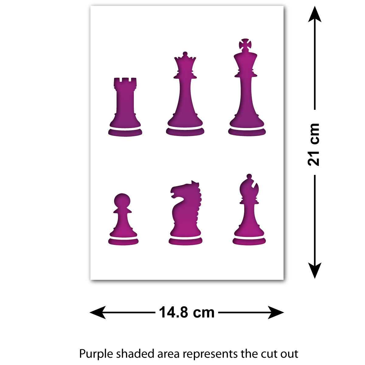 CraftStar Chess Pieces Stencil Set - Size and Layout