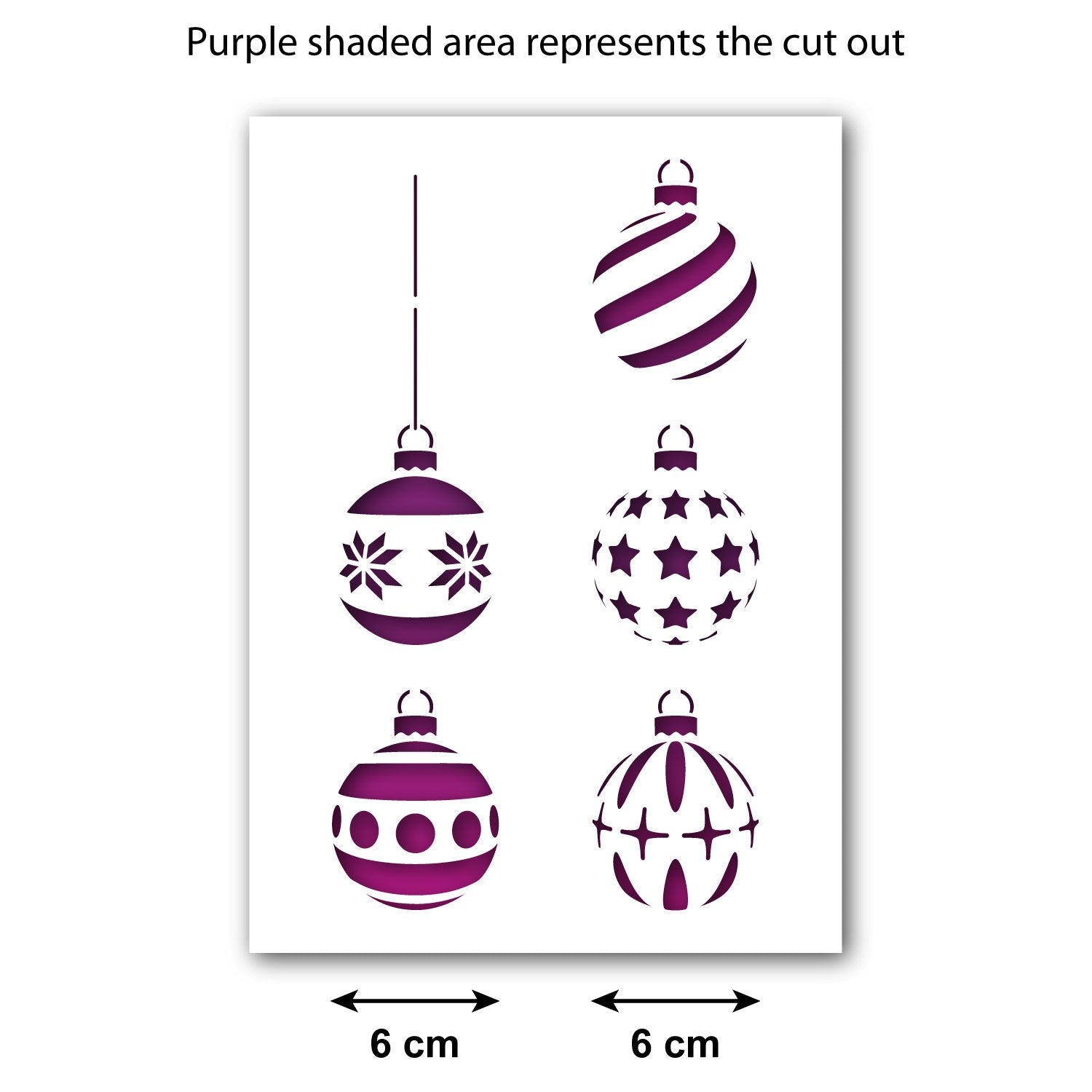 CraftStar Christmas Baubles Stencil Set - Size Guide