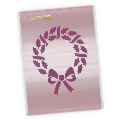 Christmas Holly Wreath Stencil - Festive Craft Template