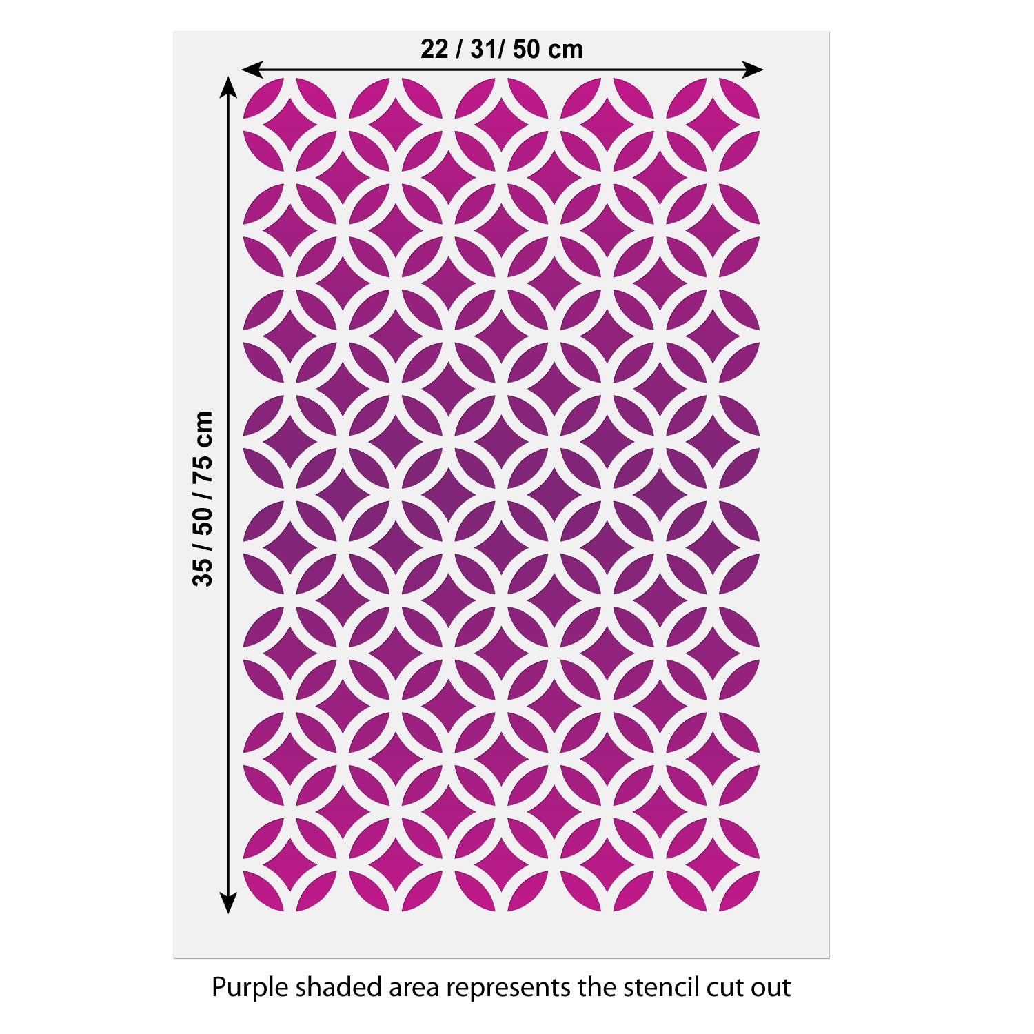 CraftStar Diamond and Circle Pattern Stencil size guide