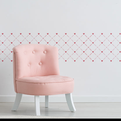 CraftStar Heart Lattice Wall Stencil as a border