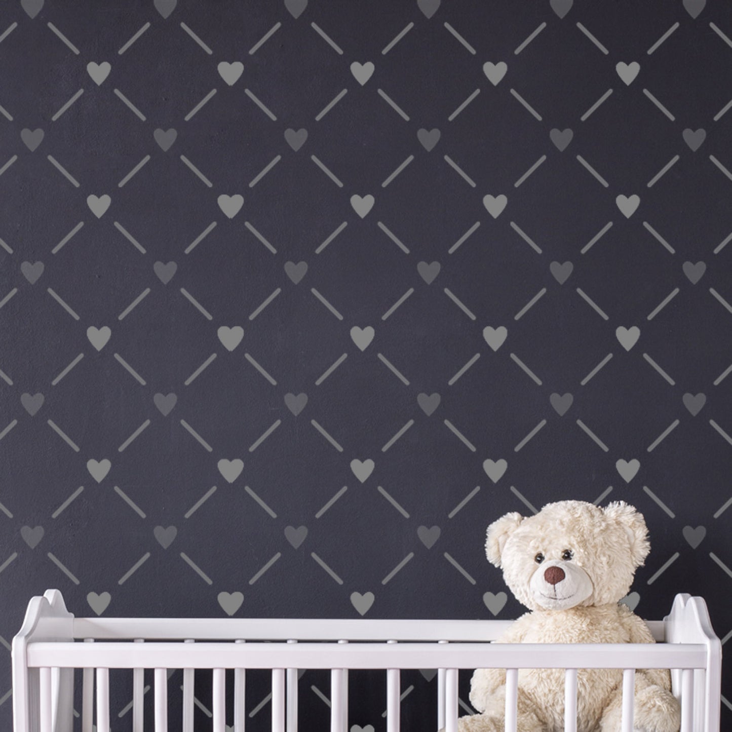 CraftStar Heart Lattice Wall Stencil on Nursery Wall