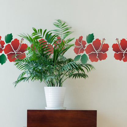CraftStar Hibiscus Flower Stencil Set as Border