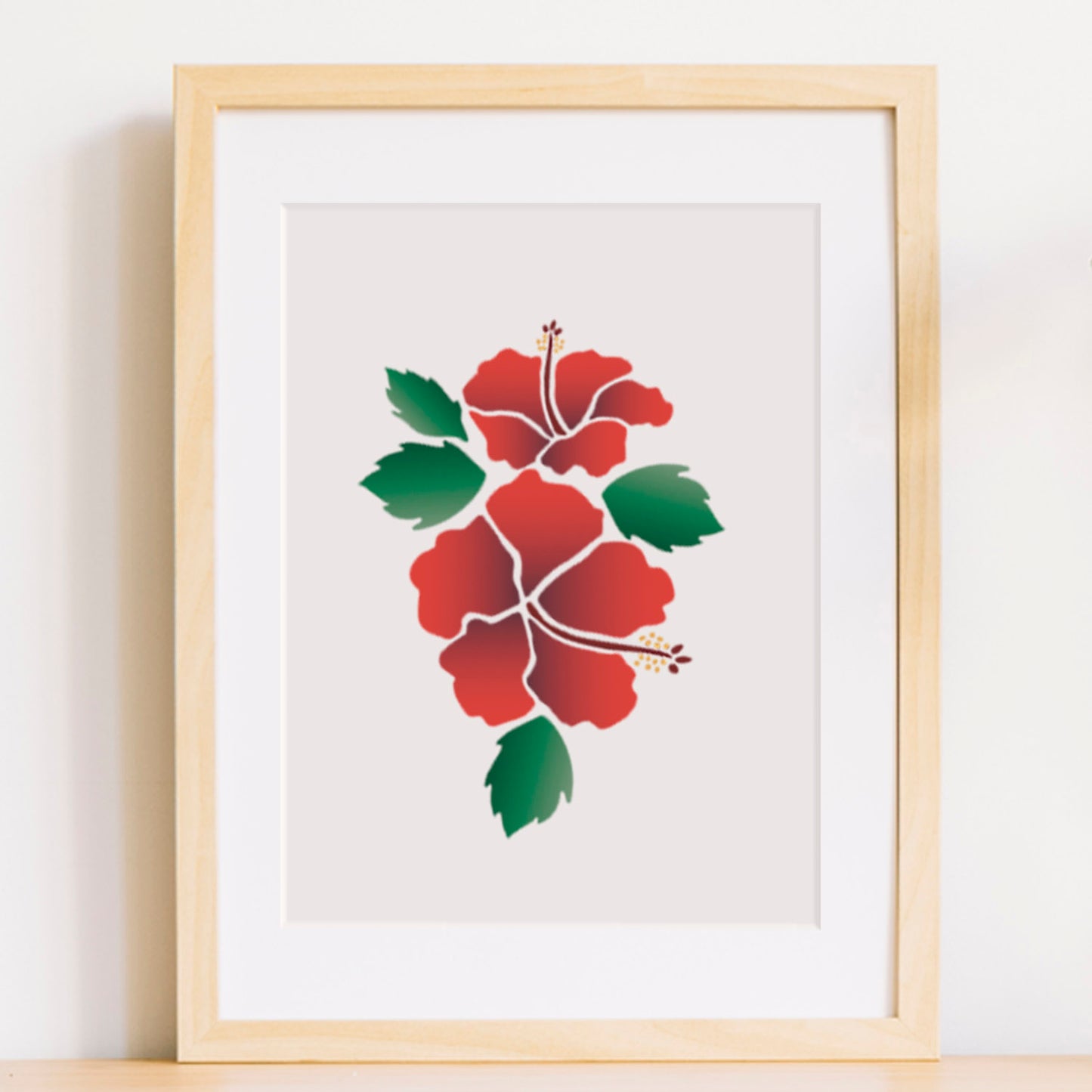 CraftStar Hibiscus Flower Stencil Set as Framed Picture