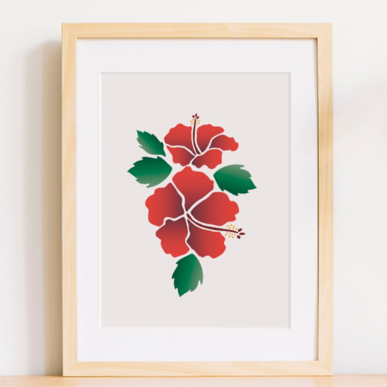 CraftStar Hibiscus Flower Stencil Set as Framed Picture