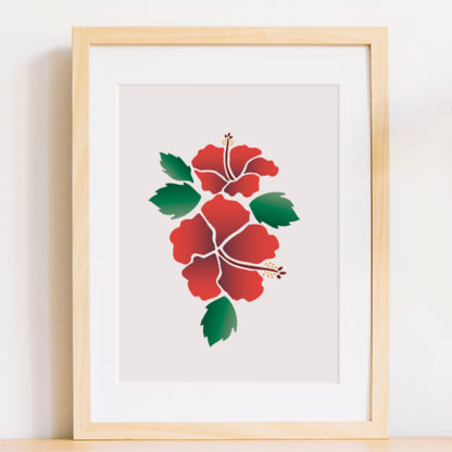 CraftStar Hibiscus Flower Stencil Set as Framed Picture