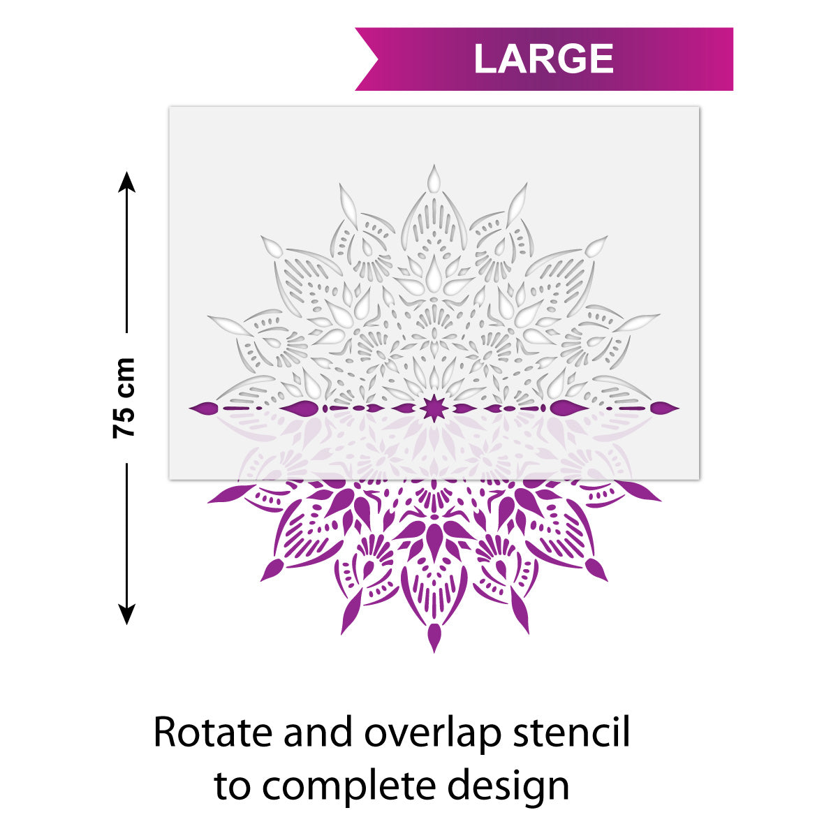 CraftStar Indu Mandala Stencil Size Guide