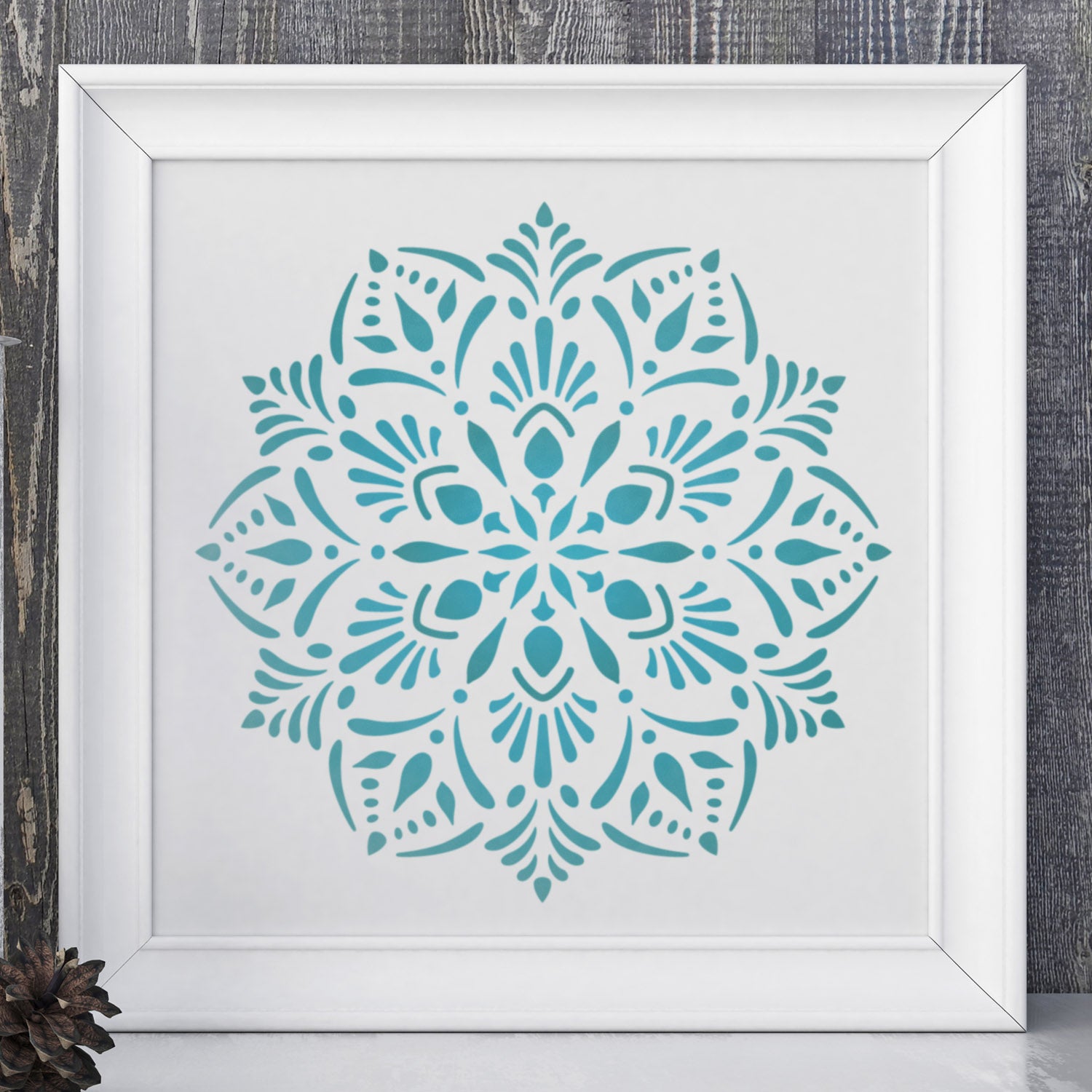 CraftStar Laghu Mandala Stencil as framed print