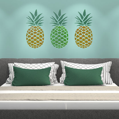 CraftStar Large Pineapple Stencil on bedroom wall