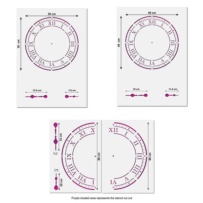 CraftStar Roman Numeral Clock Stencil Sizes