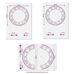 CraftStar Roman Numeral Clock Stencil Sizes