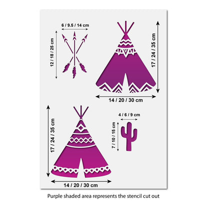 Craftstar Teepee Stencil Set Size Information