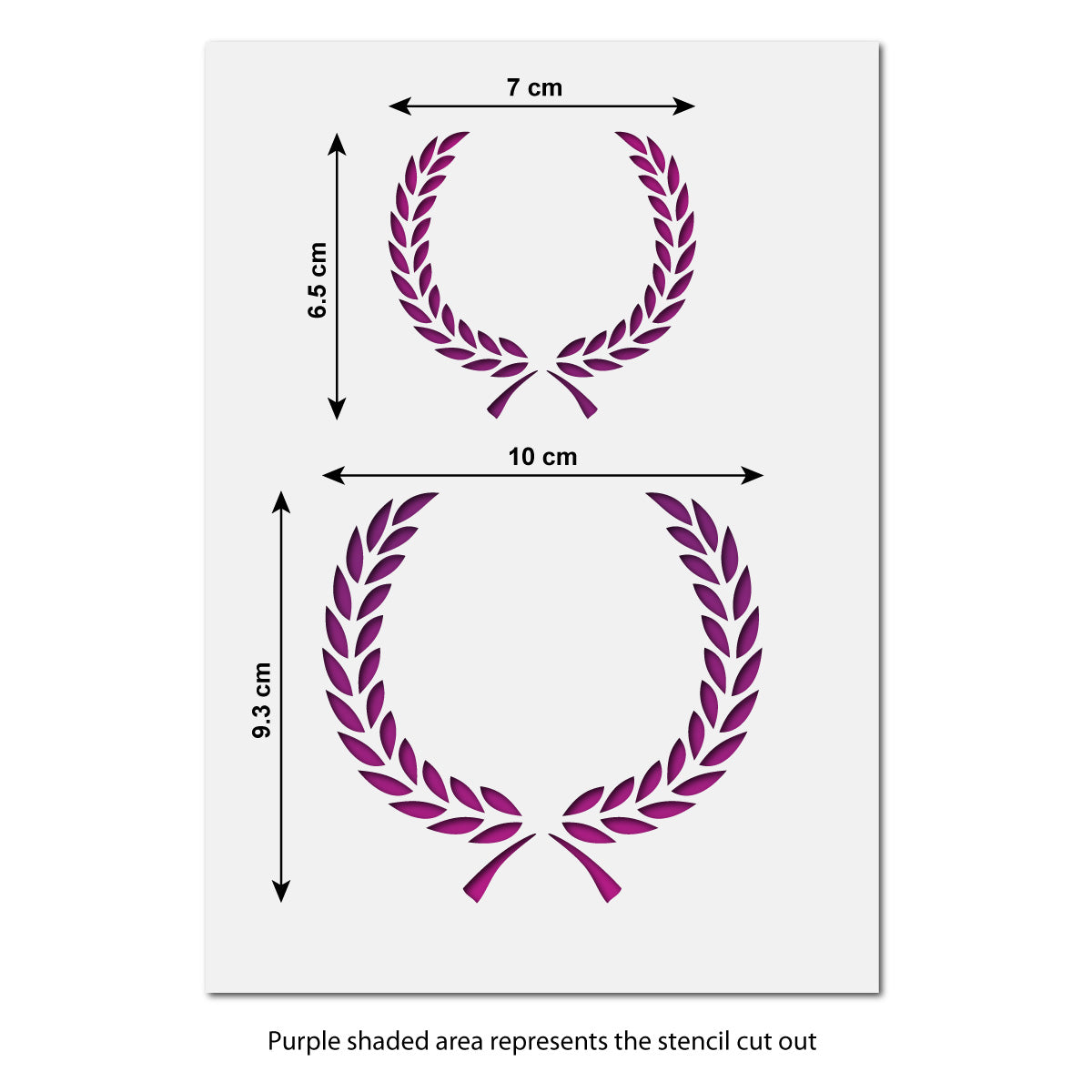 CraftStar Laurel Wreath Stencil Set Size Information