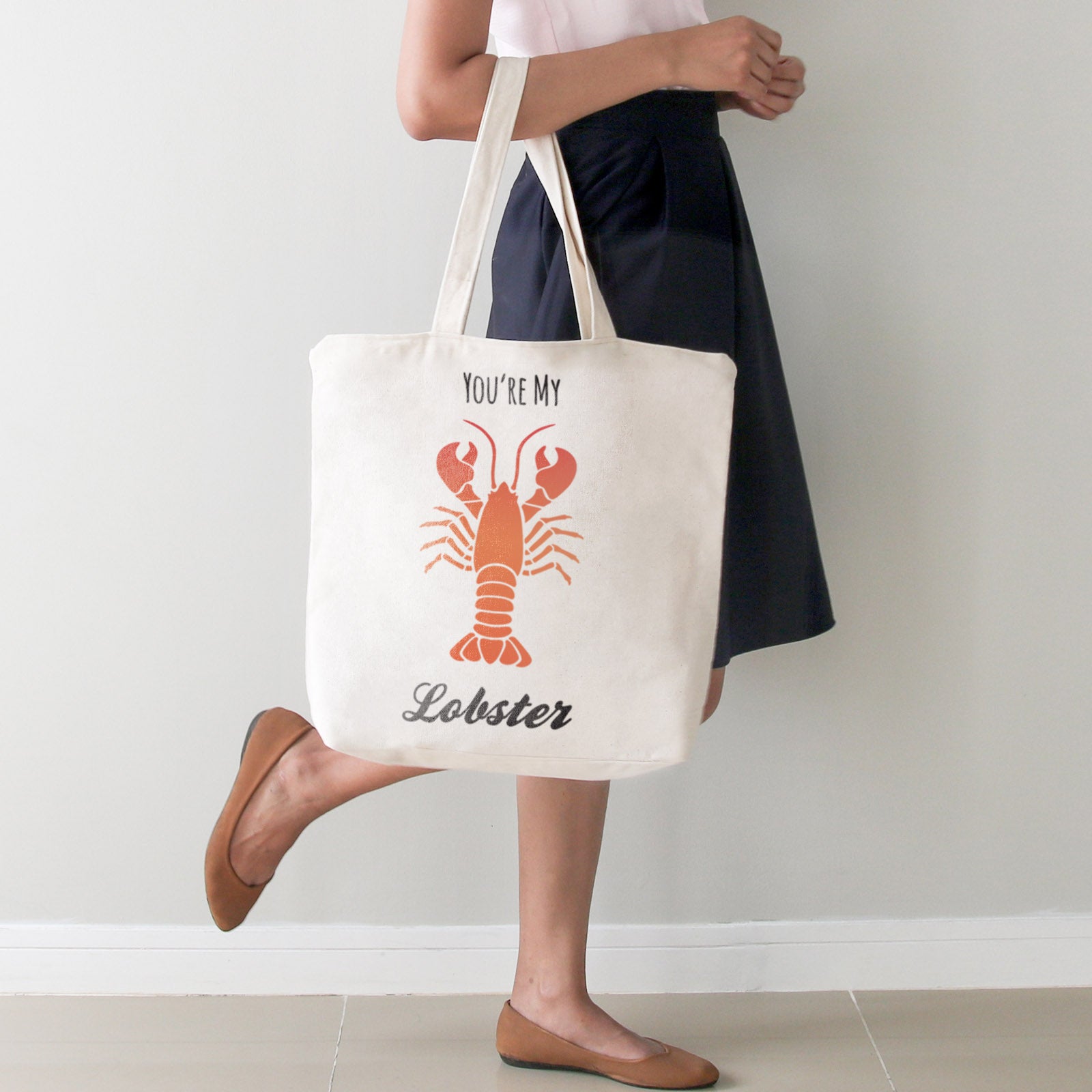 CraftStar Lobster stencil on fabric bag