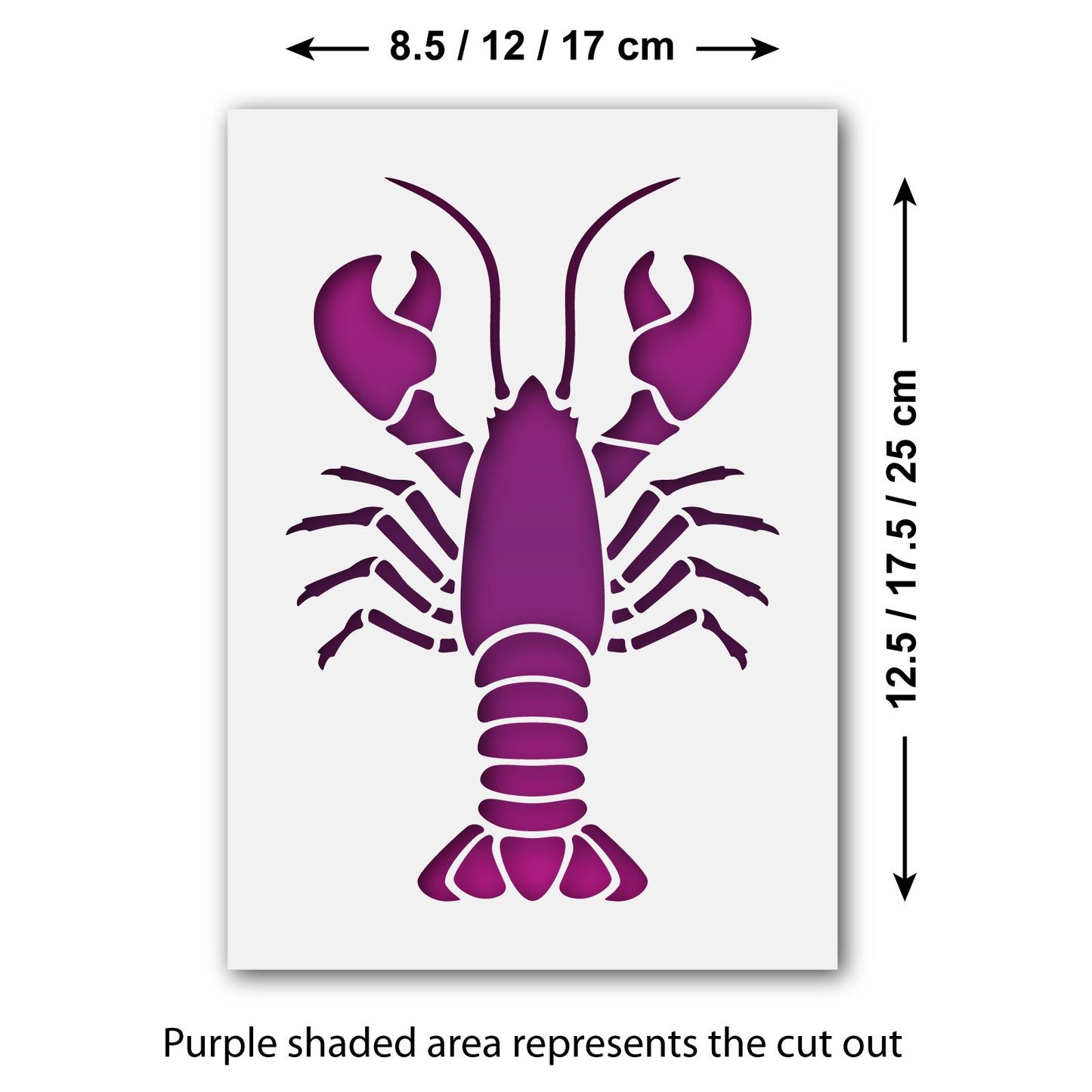 CraftStar Lobster stencil Size Guide