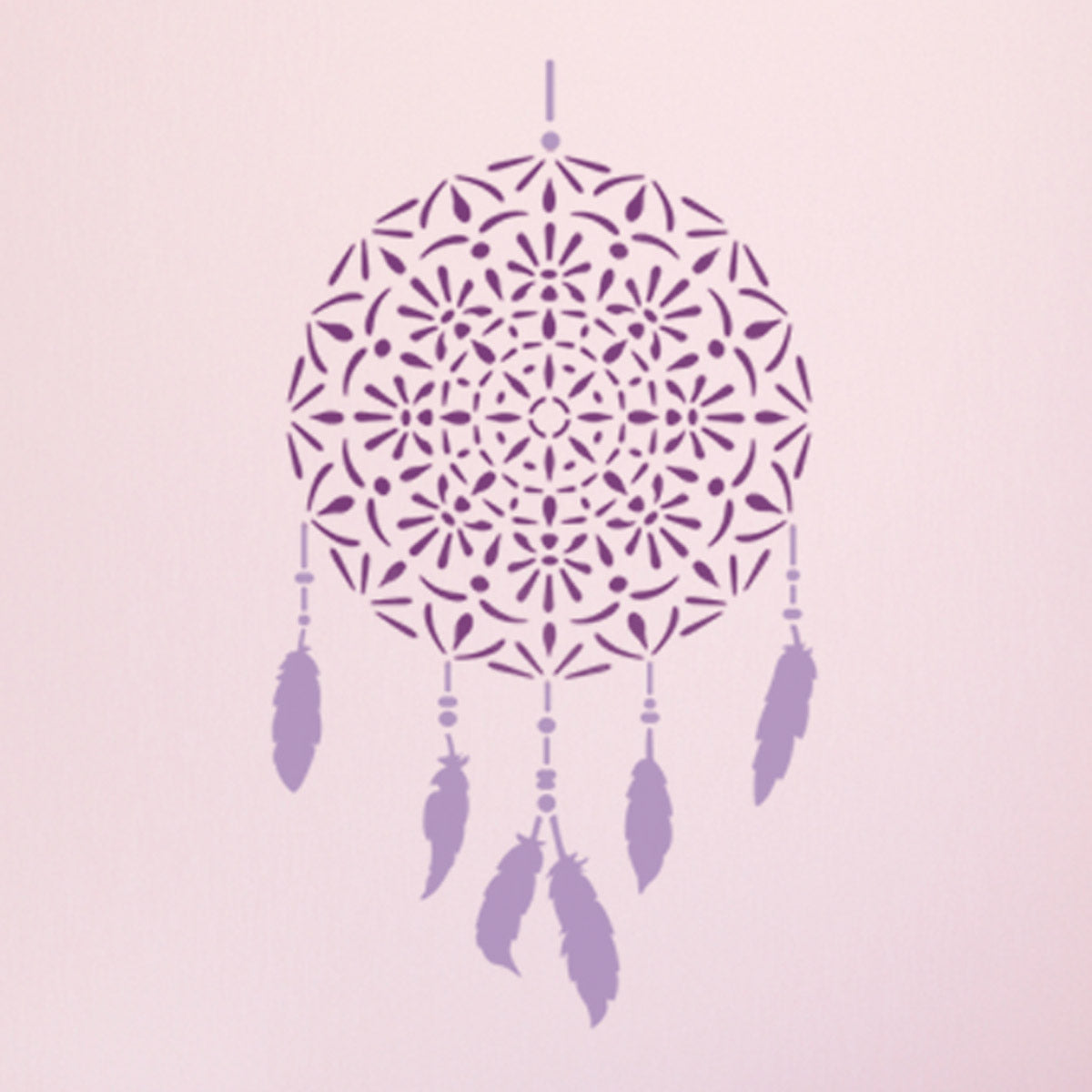 CraftStar Mandala Dreamcatcher Wall Stencil in Pinks