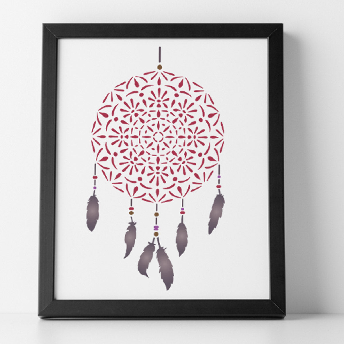 CraftStar Mandala Dreamcatcher Stencil as a framed print