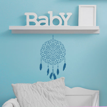 CraftStar Mandala Dreamcatcher Stencil on Nursery Wall