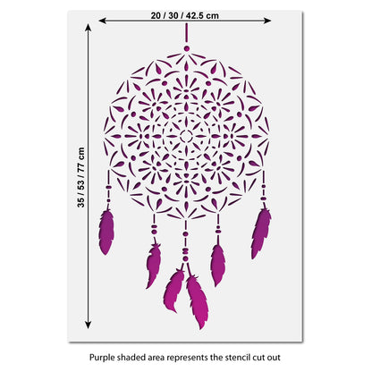 CraftStar Mandala Dreamcatcher Wall Stencil Size Guide