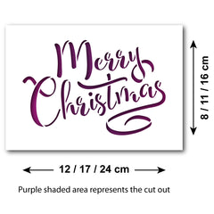 CraftStar Merry Christmas Stencil - Size Guide