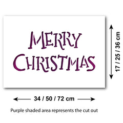 Merry Christmas Stencil - Hand Written Style - Size Guide