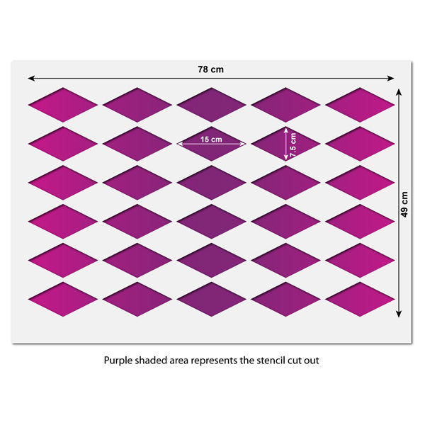 CraftStar Motley Harlequin Allover Pattern Stencil Size Information