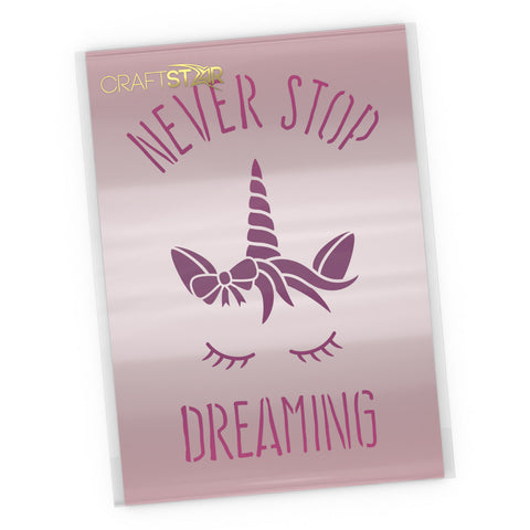 Never Stop Dreaming Sleeping Unicorn Stencil - Craft Template