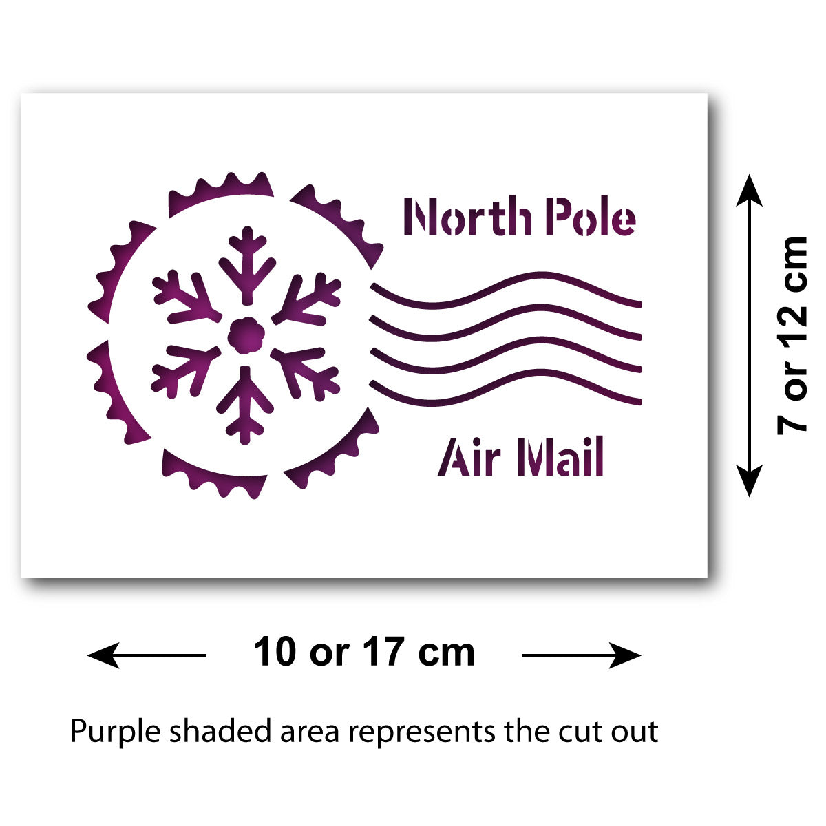 CraftStar North Pole Postmark Stencil - Size Guide