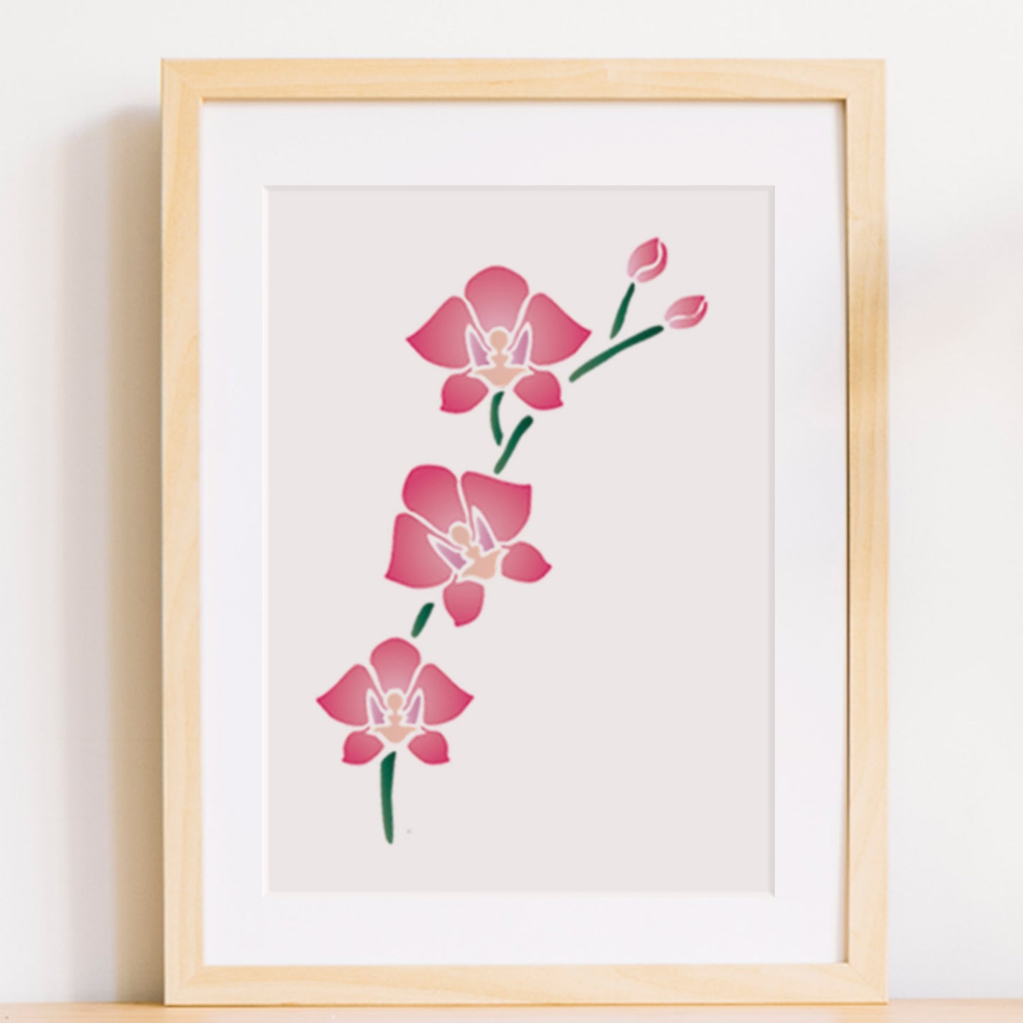 CraftStar Orchid Flowers Stencil As Framed Print