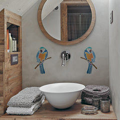 CraftStar Parrot Stencil on bathroom wall