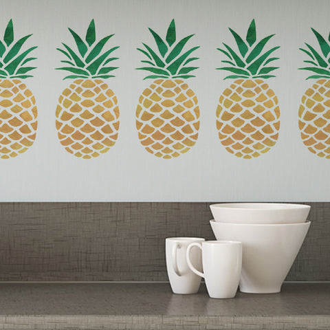 CraftStar Pineapple Stencil on Kitchen Wall