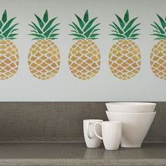 CraftStar Pineapple Stencil on Kitchen Wall
