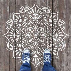 CraftStar Reflections Mandala Design - Stencilled Decking