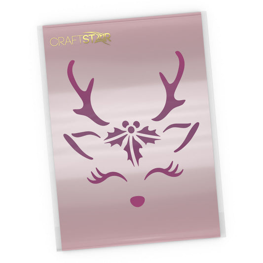 Christmas Reindeer Stencil - Reindeer Face Craft Template