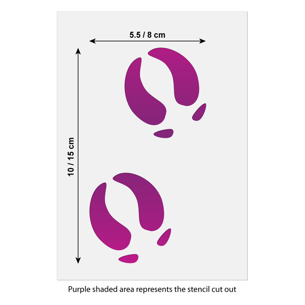 CraftStar Reindeer Hoof Print Stencil Size Guide