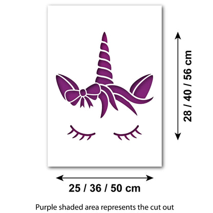 CraftStar Sleeping Unicorn Wall Stencil - Size Guide